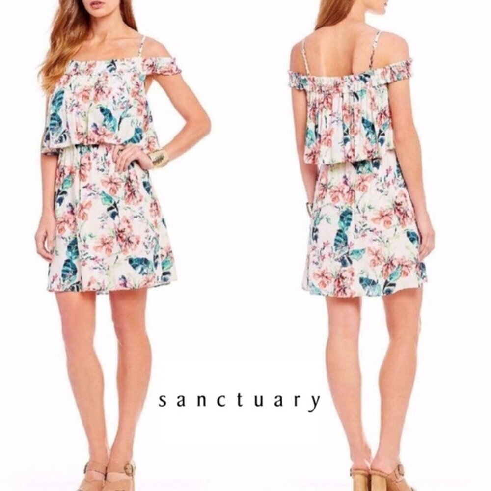 Sanctuary "NEW" Cottagecore Paradise Cold Shoulder Floral Print Summer Dress XL